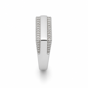 Bague Chevalière Homme en Argent Sterling 925 avec Pavé de Diamants, Design Géométrique Moderne, Finition Poli Miroir, Idéale pour Mariage, Fête, Usage Quotidien, Cadeau - Product Image 4