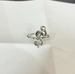 925 Sterling <b>Silver</b> Moonstone <b>Snake</b> <b>Ring</b> Handmade Star Statement <b>Ring</b> Mystic Bohemian Fashion Jewelry for Women - Product Image 3