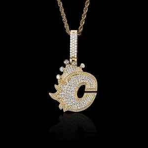 Colgante de Corona de Moissanita Personalizado con Letra Inicial, Joyería de Lujo para Hombre, Estilo Hip Hop, Plata 925 Certificada - Product Image 2