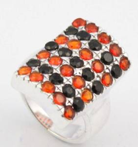 แหวนเงินแท้ 925 ประดับพลอยหลากสี ไพลินดำ ซิทริน ดีไซน์คลาสสิก ทำมือ สำหรับผู้หญิง ขายส่ง - Product Image 1