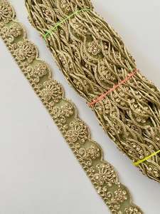 Ribete de encaje de poliéster con espejo, estilo étnico tradicional indio, 25 mm de ancho, suave, para bolsos, vestidos, decoración del hogar, ofertas al por mayor - Product Image 2