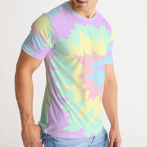 Camiseta de Manga Corta para Hombre, Tie-Dye, Cuello Redondo, Casual, Tejida, Corte Regular, Multicolor, 100% Poliéster, Transpirable, 2026 - Product Image 4