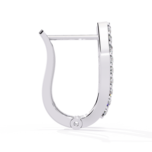 Boucles d'oreilles créoles en or blanc avec diamants ovales de laboratoire, style français, pour mariage ou cadeau - Product Image 4