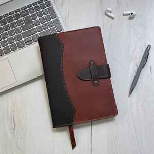 Élégante Housse de Carnet en Cuir Véritable de Luxe avec Protection, Étui pour Journal, Organisateur de Bureau et de Voyage Rechargeable NBC-0065 - Product Image 6