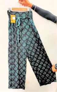 Pantalon pour femme HNA en rayonne tissée à imprimé floral, taille mi-haute, respirant, taille élastique, décontracté, coupe large, longueur intégrale, ample, été - Product Image 3