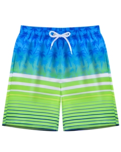 <b>Men's</b> Quick Dry Board <b>Shorts</b> With Print And Drawstring Waist Casual Swimwear <b>Green</b> Blue Patterned <b>Short</b> <b>Shorts</b> - Product Image 1
