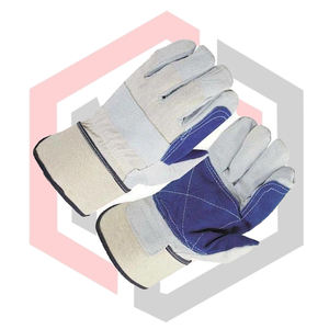 Gants de travail en cuir gris beige noir avec renforts, manchette de sécurité, respirants, antistatiques, anti-impact, anti-coupure, anti-chaleur - Product Image 2