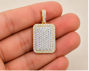 Colgante de Diamante Natural Mini Pavé en Forma de Almohada, Oro Sólido de 10K, Personalizado, Unisex, Oro Amarillo, Amuletos Modernos, Regalos para Hombres y Mujeres - Product Image 3