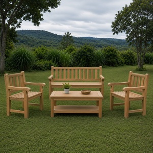 Banc de jardin 3 places en teck massif, design traditionnel, mobilier d'extérieur durable pour cour, dossier à lattes, modèle BEN09 - Product Image 3