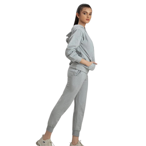 Conjunto de dos piezas para mujer: Sudadera con capucha y pantalón de chándal de corte ajustado con bolsillo canguro, estilo casual urbano, venta al por mayor, personalizado, talla S - Product Image 4