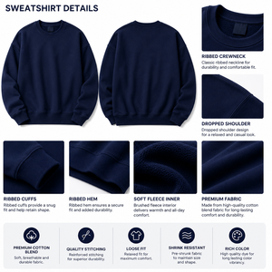Sweat-shirt à col rond pour homme, style décontracté et ample, pour l'automne et l'hiver, activités quotidiennes et en plein air - Product Image 5