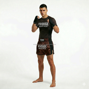 Conjunto de Camiseta y Pantalones Cortos de Satén para Muay Thai con Logotipo Bordado Personalizado, Pantalones Cortos de Boxeo de Satén, Pantalones Cortos de Kickboxing, Equipo de MMA, Fabricante OEM - Product Image 5
