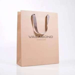 Sac de shopping en papier kraft de luxe avec poignée en ruban, logo personnalisé imprimé, emballage de vente au détail, vente en gros - Product Image 1