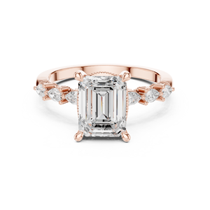 แหวนแต่งงานครบรอบแต่งงาน Aries Jewel ประดับเพชร 2 กะรัต E VVS VS ทรง Emerald Cut เพชรเลี้ยงในห้องปฏิบัติการ ทองคำแท้ 14K - Product Image 5