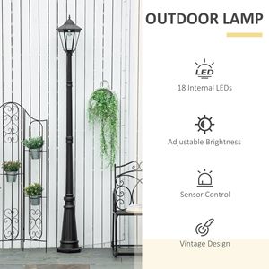 92.5% Outdoor Solar Powered Streetlight Lamp <b>Post</b> Clear Glass Black Product Category Solar Garden <b>Lights</b> - Product Image 2