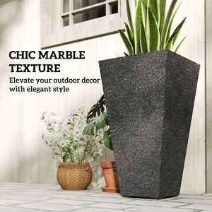 Ensemble de 3 jardinières coniques noires de 28 pouces de hauteur avec finition marbrée, trous de drainage, design empilable, pots et jardinières à fleurs - Product Image 5