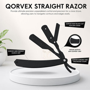 มีดโกนหนวดตรง QORVEX INSTRUMENTS ระดับมืออาชีพ หรูหรา พร้อมใบมีดสแตนเลสแบบด้านเดียว 60 ใบ/แบบสองด้าน 30 ใบ - Product Image 3