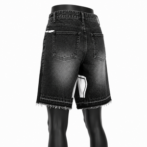 Shorts en jean personnalisés pour hommes, style vintage délavé, coupe ample, streetwear, imprimé graphique, OEM ODM, vente en gros - Product Image 4