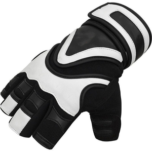 Anti Slip Tan Leather Weight Lifting <b>Gloves</b> Half Finger Gym Training Mitts Padded Palm Adjustable Wrist Strap Fitness - Product Image 5