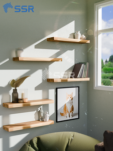 Estantes Flotantes Modernos de Madera Maciza de Hevea con Conexión de Dedos para Decoración del Hogar - Estante de Almacenamiento Decorativo Duradero de Madera de Caucho - Product Image 6