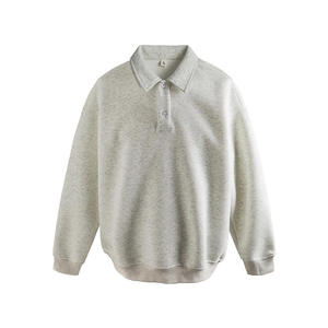 Custom Mens Sweatshirt Heavyweight High Quality Trendy Retro Lapel Sweatshirt Solid Color <b>Long</b>-<b>sleeved</b> <b>Top</b> - Product Image 5