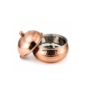 Gold Flower Pattern Stainless Steel <b>Food</b> <b>Warmer</b> Casserole with Cover Round Insulated Hot Pot - Product Image 3