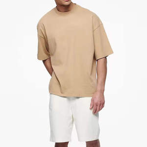 Custom Logo Eco-Friendly Anti-Wrinkle Breathable Oversized Baggy <b>Men's</b> Cotton Fleece Knitted Short Sleeve <b>T</b>-<b>Shirt</b> - Product Image 1