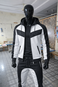 Conjunto Deportivo para Hombre en Contraste Blanco y Negro – Sudadera con Cremallera y Pantalones Jogger, Ropa Deportiva Ajustada Informal para Gimnasio - Product Image 6