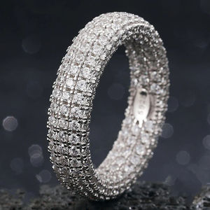 Anillo de Diamantes de Platino, Corte Brillante Redondo, Diamantes Naturales Certificados por GIA, Joyería de Lujo para Mujer, Anillo de Boda - Product Image 3