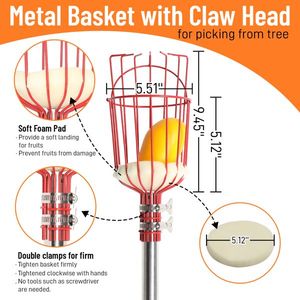 13FT Stainless Steel Adjustable <b>Fruit</b> Picker <b>Tool</b> for Citrus Orange Mango Avocado Fig Acorn Pear Pomelo Other Fruits <b>Vegetables</b> - Product Image 6