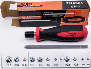 Tournevis multifonction 12-en-1 ODM OEM avec lame double interchangeable, antidérapant, embout magnétique et poignée 2K - Product Image 3