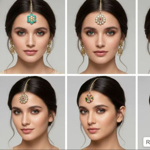 Maangtika de créateur sertie de pierres Polki/Kundan pour femmes, bijou de tête de mariée, cadeau pour femmes pour Haldi/Mehndi, tikka/Nethi Chutti pour la mariée - Product Image 5