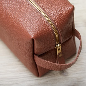 Custom Genuine Buffalo Leather <b>Toiletry</b> <b>Bag</b> Vintage Travel Shaving Dopp Kit Luxury <b>Men</b> Cosmetic Organizer <b>Bag</b> LYG-0115 - Product Image 3