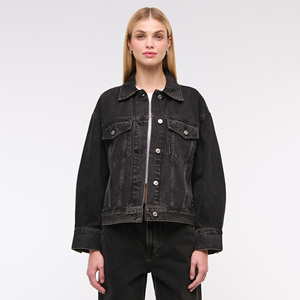 OEM Winter Wear Women <b>Cropped</b> <b>Denim</b> <b>Jacket</b> Casual Style Solid Color Street Fashion Jean <b>Jacket</b> - Product Image 2