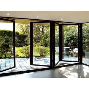 Porte coulissante en accordéon classique <span class=keywords><strong>italien</strong></span> noir personnalisé porte en verre trempé profilé en aluminium porte d'entrée pliante en verre trempé - Product Image 5