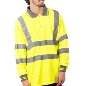 เสื้อโปโลแขนยาวสะท้อนแสงเพื่อความปลอดภัยสำหรับผู้ชาย สีเหลือง ชุดทำงาน - Product Image 3