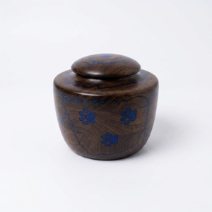 Handcrafted Solid Wood Pet Cremation Urn With Blue Resin Paw Print Inlay <b>Memorial</b> <b>Keepsake</b> <b>Box</b> For Dog And Cat Ashes Funeral - Product Image 1
