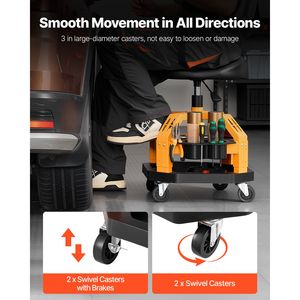 Sgabello da Officina Pneumatico Resistente con Capacità di 300 Libbre, Rotazione a 360 Gradi, Altezza Regolabile, Sedile per Garage, Strumento per Riparazione Auto - Product Image 3