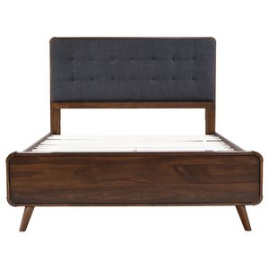 Cama con plataforma Queen de Carson Carrington en nogal oscuro, tapizada - Product Image 3