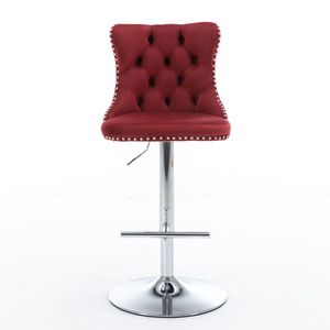 <b>Adjustable</b> Seat Height 25-33 Inch Swivel Velvet Barstools with Comfortable Tufted Backs Chrome Base Home <b>Bar</b> <b>Stools</b> - Product Image 2