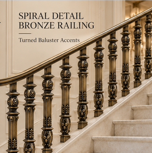 Rampe d'escalier en bronze à accent spirale pour hôtels de luxe, villas, escaliers et intérieurs architecturaux classiques - Product Image 1