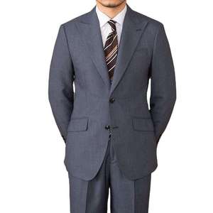 Costume d'affaires beige pour homme, simple boutonnage, col à revers, en laine et polyester, infroissable, coupe classique, style britannique - Product Image 3