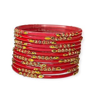 Bracelets de mariage tendance en imitation perle plaqués or rouge de luxe, design spécial festival, prix de gros - Product Image 1