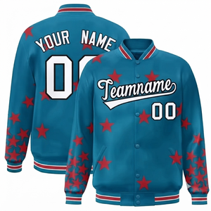Manufacturer Windproof Blue Varsity <b>Jacket</b> Team Wholesale Polyester/Cotton Wool/Polyester Personalized Shell Stand Trendiness - Product Image 1