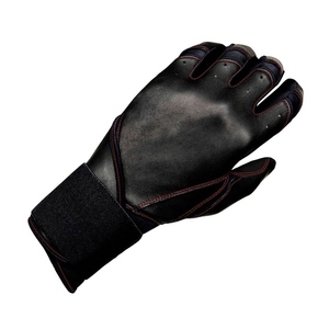 Black Leather Batting Gloves With <b>Hook</b> And Loop Closure Unisex Adult Training Durable Ambidextrous - Product Image 5