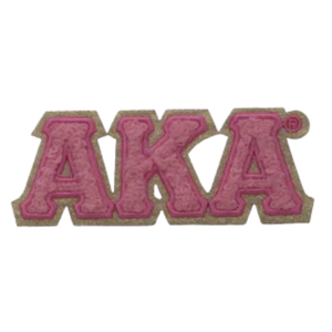 AKA Lettered Chenille <b>Patch</b> Pink Embroidered AKA Iron <b>On</b> <b>Sew</b> <b>On</b> Applique for Jackets Hoodies Backpacks Hats and Apparel - Product Image 1