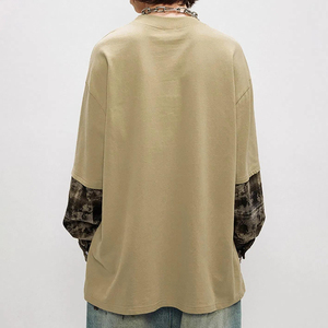 เสื้อยืดแขนยาวทรงโอเวอร์ไซส์ผ้าฝ้ายสองชั้น ล้างสีแบบแอซิดวอช คุณภาพสูงสั่งทำพิเศษสำหรับผู้ชาย - Product Image 4