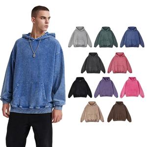 Sweat-shirt lourd personnalisé pour homme 420 g/m² en coton uni, coupe classique, style vintage délavé à l'acide, service OEM, pull à capuche uni - Product Image 1