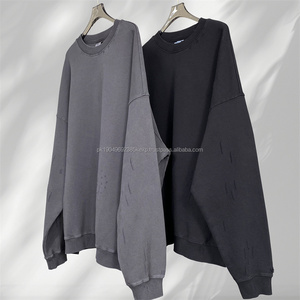 Sudaderas de Cuello Redondo para Hombre, con Logotipo Personalizado, Lavado Ácido, Algodón Grueso de 430 g/m², Estilo Holgado con Hombros Caídos - Product Image 1