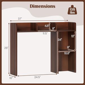 Libreria da Scrivania in Noce con Supporto Monitor 27FT/68.58cm (93.98x25.40x73.66cm) in Legno Ingegnerizzato e Kit Anti-Ribaltamento - Product Image 4